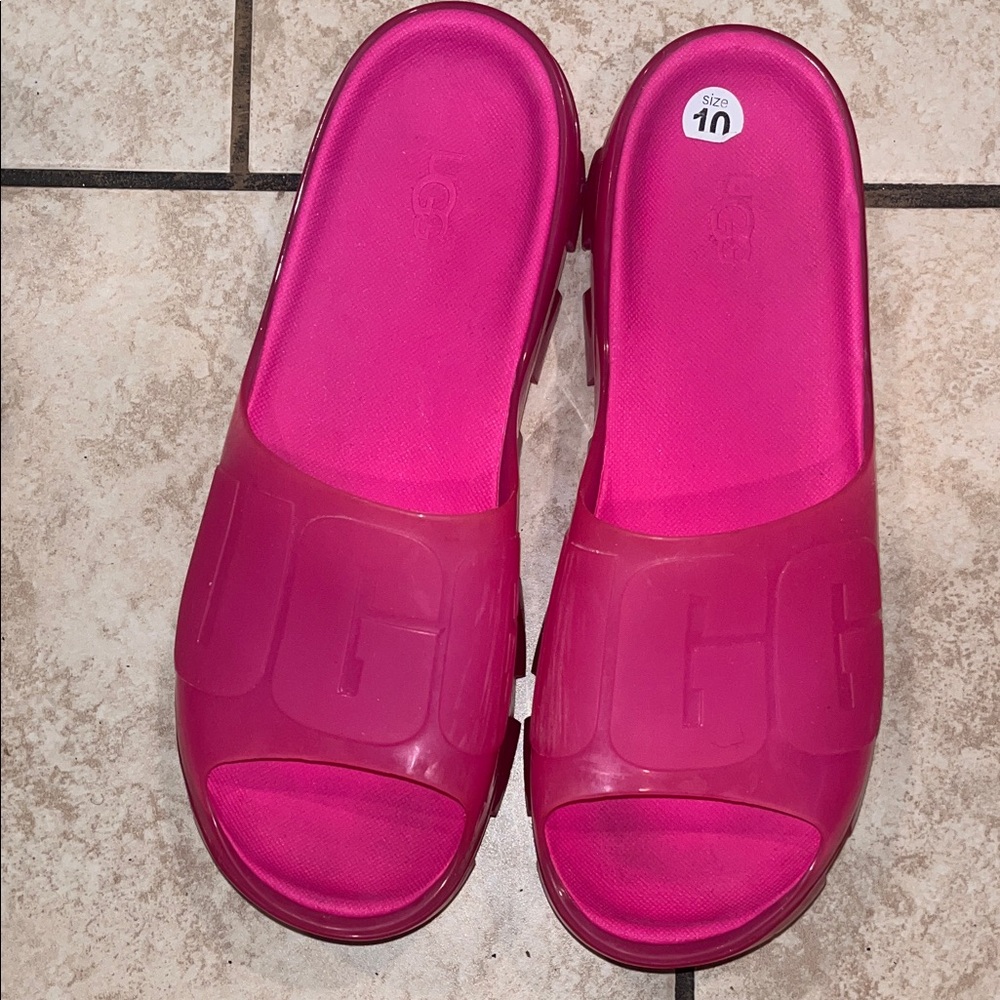UGG Hot Pink Logo Slide Sandals
